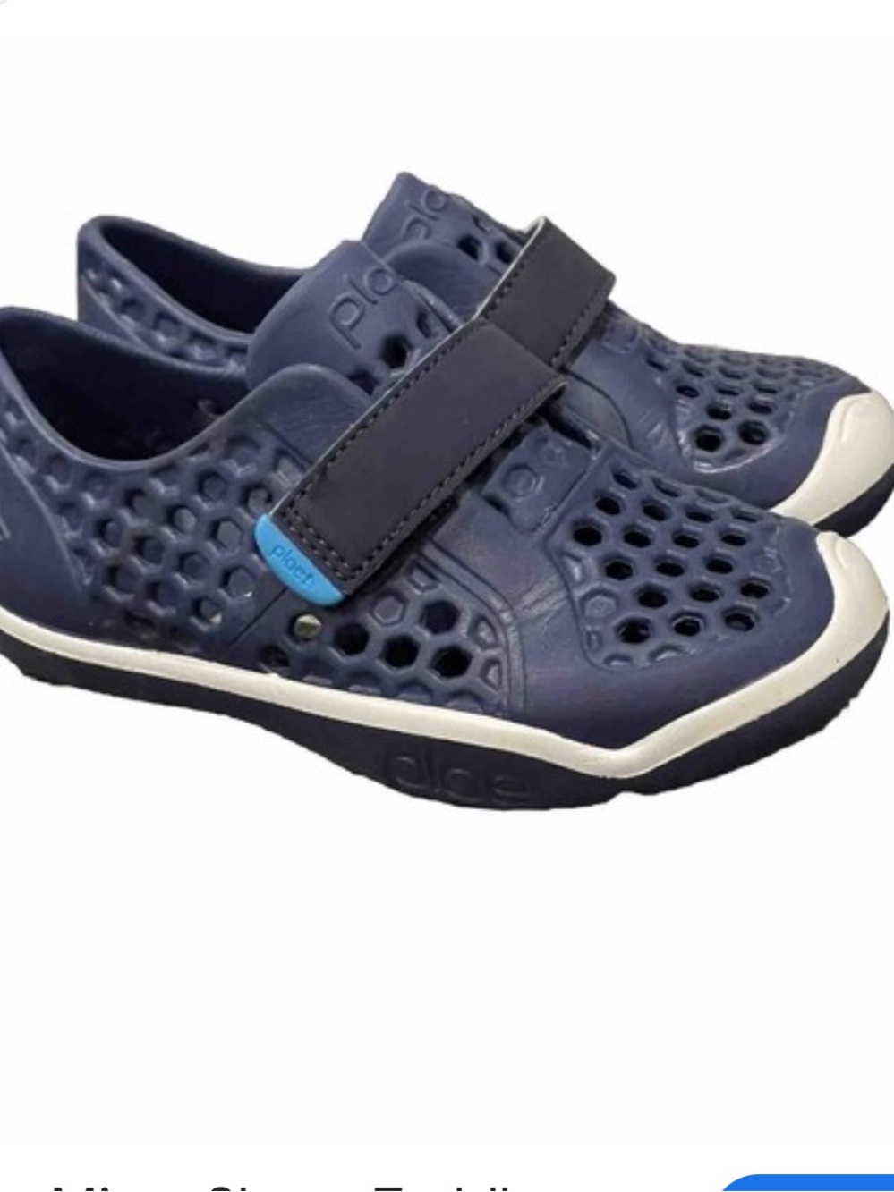 PLAE Navy and White Kids Water Shoes with Hook-and-Loop Strap